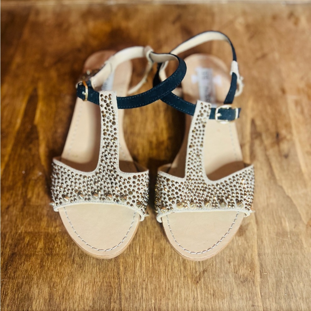 Steve Madden Gold and Black Studded Sandals